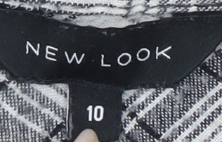 New Look Women's Black Plaid Button-Up Shirt Size 10