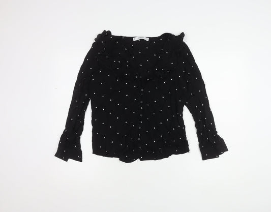 Womens UK Size 12 Mango Black Basic Blouse
