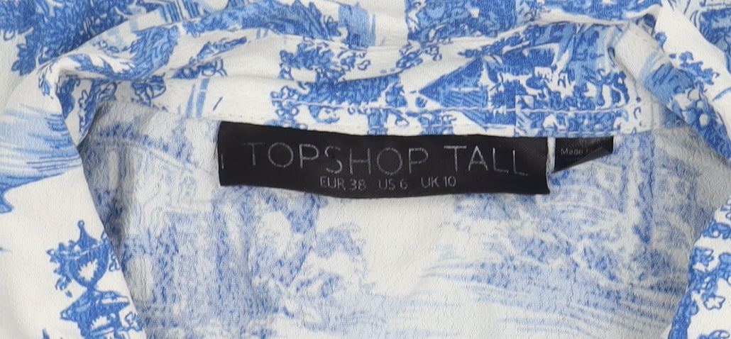 Womens UK Size 10 Topshop Multicoloured Basic Button-Up