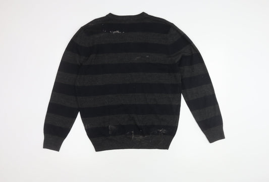 Thomas Nash Men's Multicoloured Striped Henley Jumper M