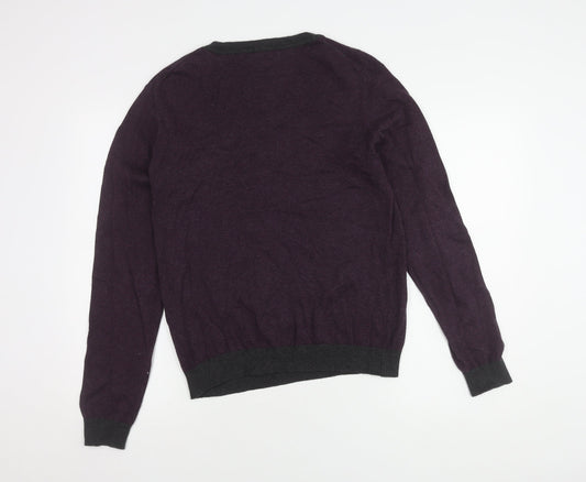 Lakeland Men's Purple V-Neck Pullover Jumper - M
