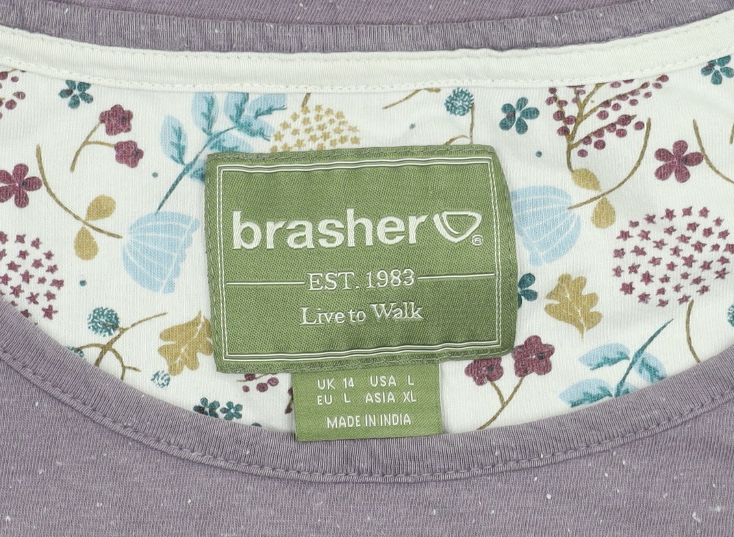 Brasher Women's Purple T-Shirt, Size 14, Short Sleeve, Casual