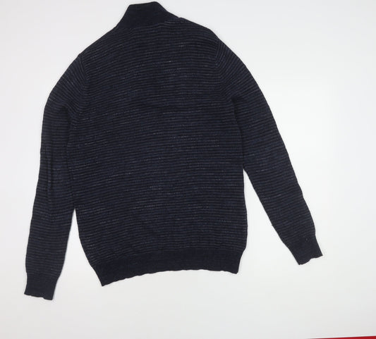 Racing Green Men's Blue M High Neck Full Zip Jumper