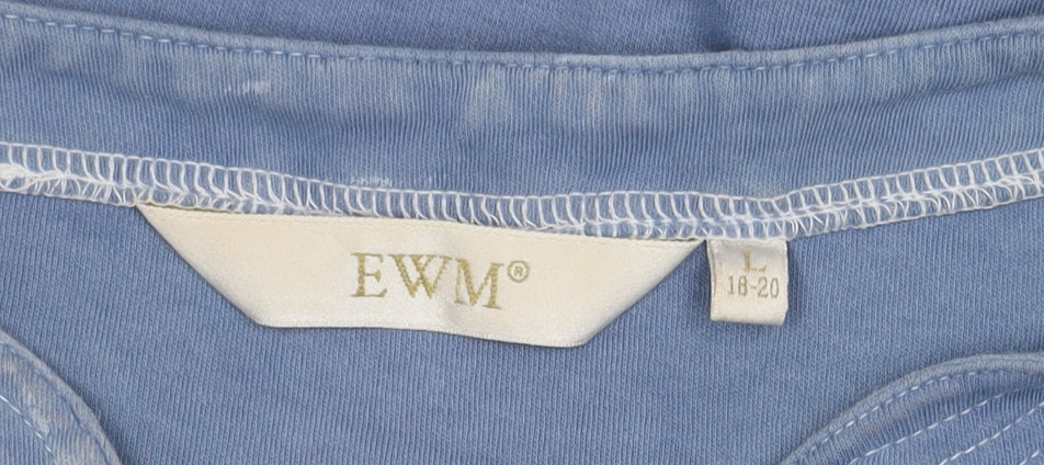Womens UK Size L EWM Blue Basic T-Shirt