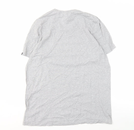 Adidas Men's Grey M Logo T-Shirt, Cotton, Graphic Print