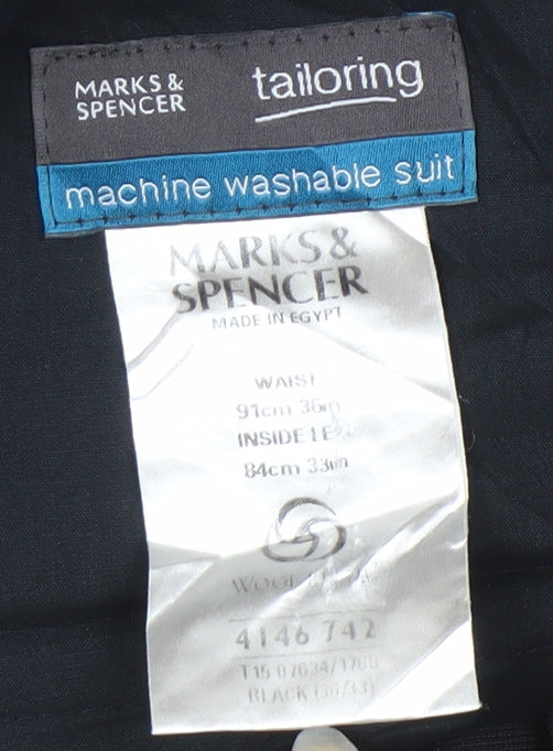 Mens UK Size 36 Marks and Spencer Dress Pants Black Trousers