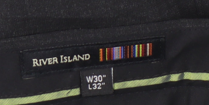 River Island Men's Black Trousers, 30W 32L, Formal Wear