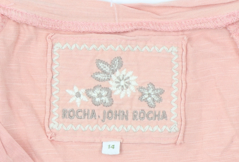 Womens UK Size 14 Rocha John Rocha Pink Basic T-Shirt