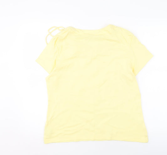 Damart Women's Yellow Cotton Scoop Neck T-Shirt - Size L