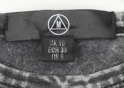 Womens UK Size 10 Missguided Grey Cropped T-Shirt