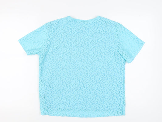 Womens UK Size 14 TIGI Blue Basic T-Shirt