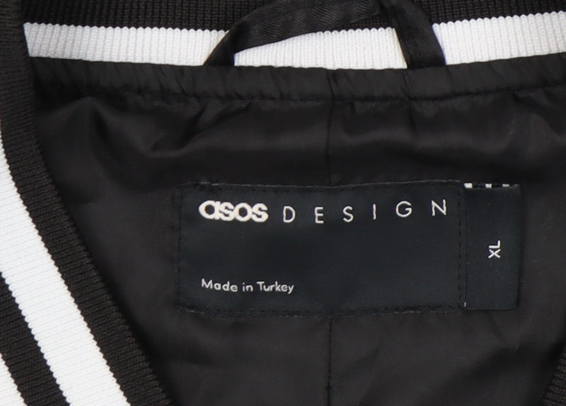 ASOS DESIGN Men's Black XL Varsity Jacket