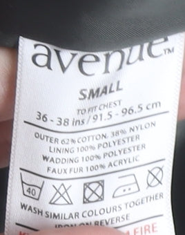 Avenue Men's Green Parka Jacket S with Hood and Fur Trim 36-38"