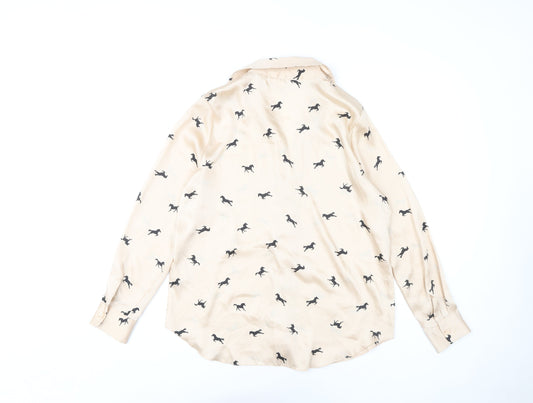 Womens UK Size 8 River Island Beige Basic Button-Up