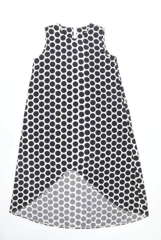 Additional front view of Collection London Women's Black Polka Dot Shift Dress