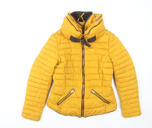 Womens UK Size S Zara Yellow Puffer Jacket