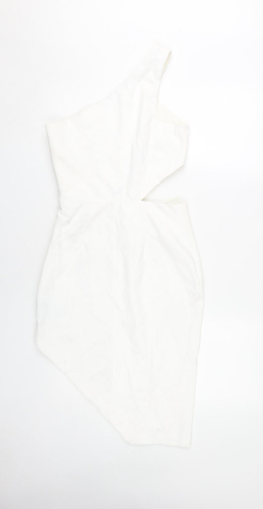 Miss Selfridge Women White Asymmetric Dress Size 10
