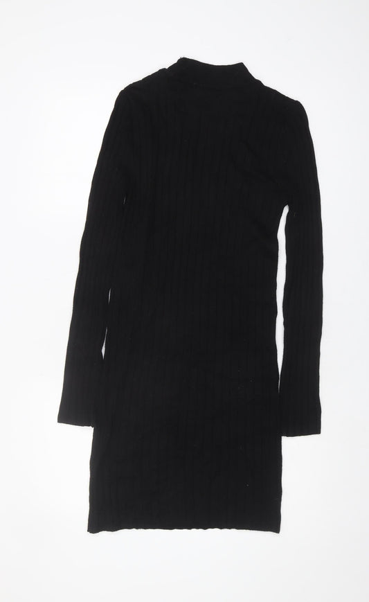Stradivarius Women's Black Long Sleeve Sheath Dress S