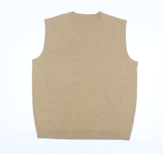 Capsule Men's Beige XL V-Neck Sleeveless Vest