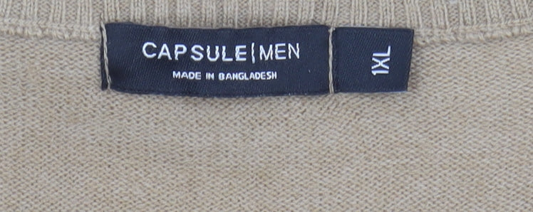 Capsule Men's Beige XL V-Neck Sleeveless Vest