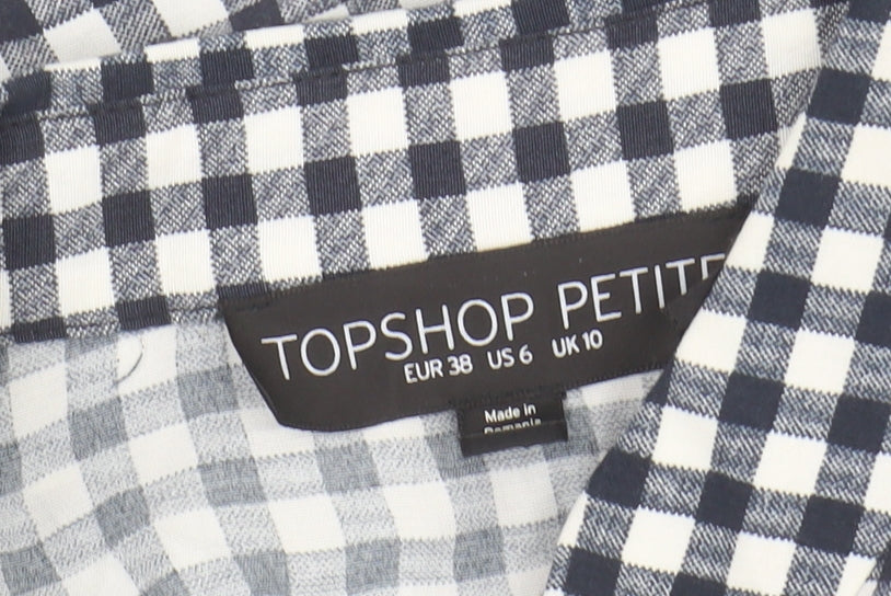 Womens UK Size 10 Topshop Multicoloured Basic Button-Up