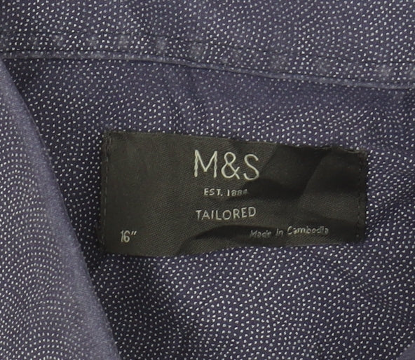 Marks and Spencer Men's Blue Geometric Shirt