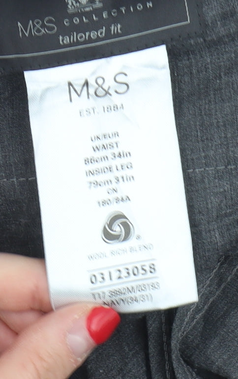 Marks and Spencer Men's Navy Dress Pants 34 Regular