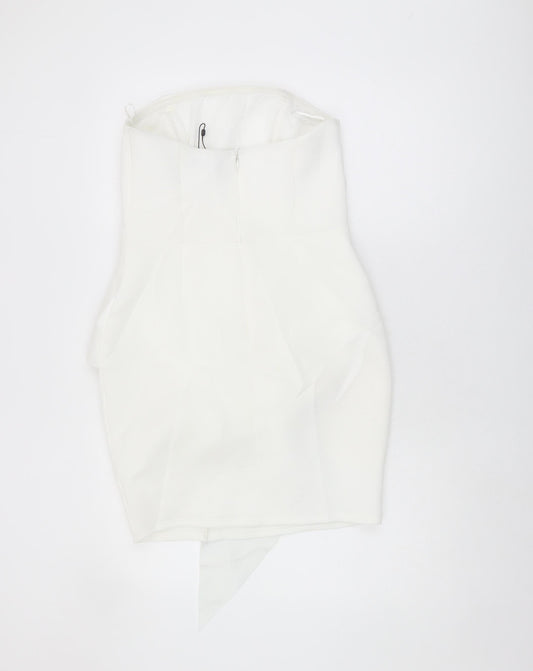 Lipsy Women's White Strapless Bodycon Dress Size 12