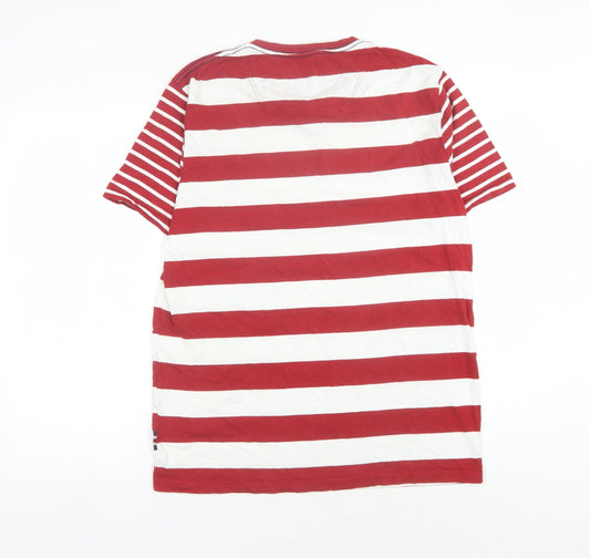 Joules Men's Red White Striped Crew Neck T-Shirt L
