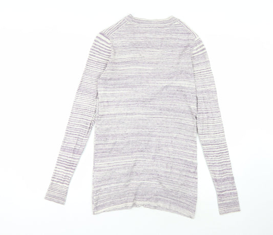 Gap Women's Purple Striped Cardigan Medium
