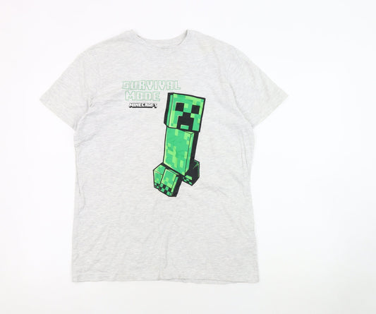 Minecraft Boys Grey T-Shirt 13-14 Years Graphic Print