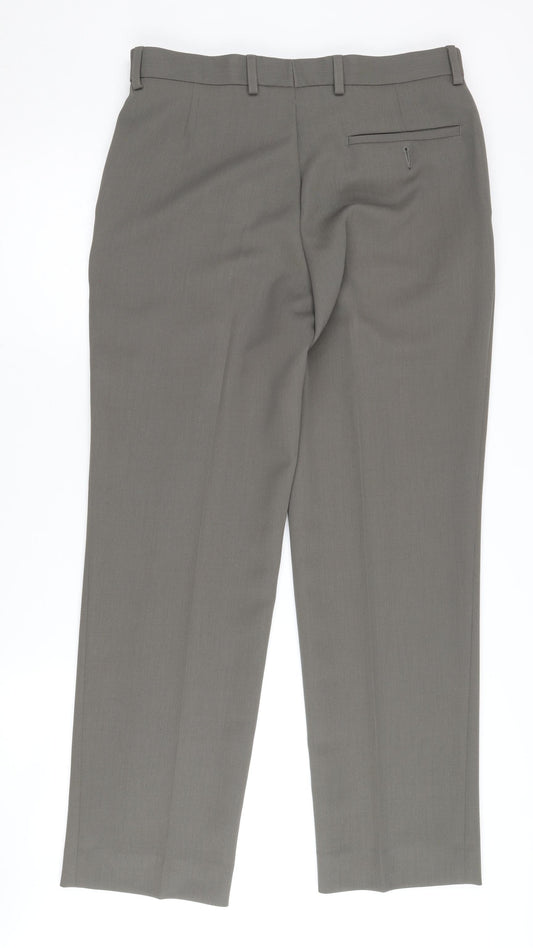 Marks and Spencer Grey Men's Trousers, Size 32, Wrinkle Resistant