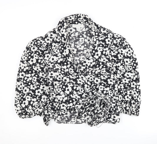 Womens UK Size 8 Topshop Multicoloured Wrap Blouse