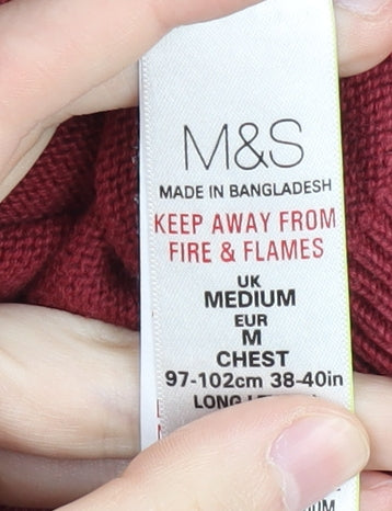 Marks and Spencer Men's Red V-Neck Pullover Jumper M