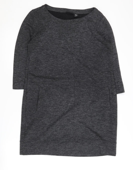 Adrienne Vittadini Women's Grey Knit Dress L