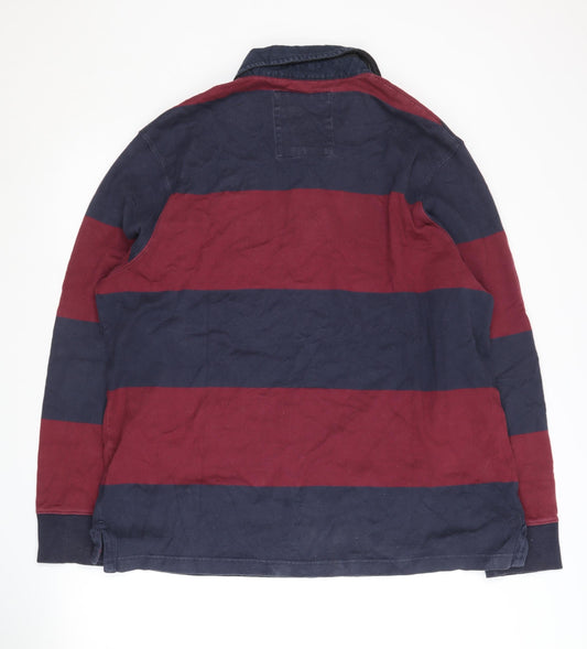 Marks and Spencer Men's XL Red & Blue Striped Polo