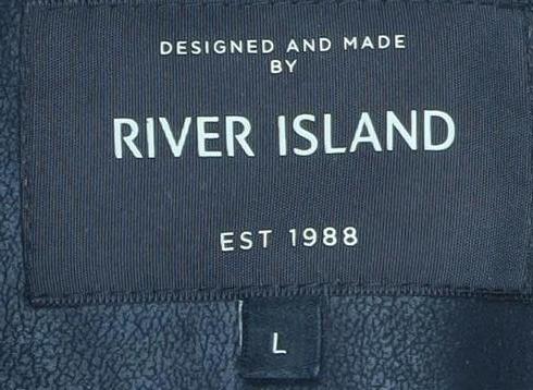 Mens UK Size L River Island Black Overcoat