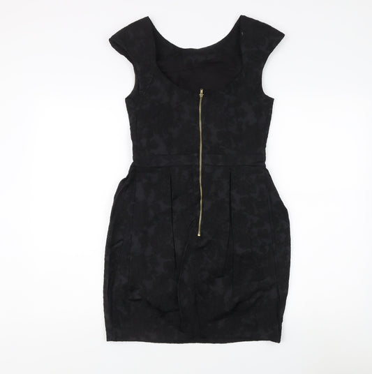 River Island Women's Black Dress Size 8 with Zip Closure