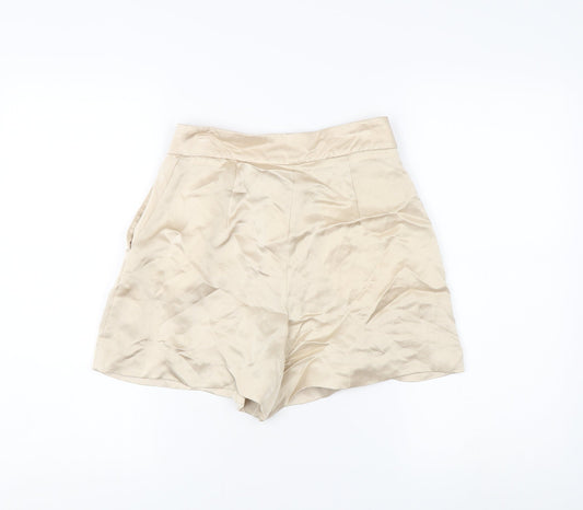 Zara Women's Beige Chino Shorts - XS, High Rise, Button