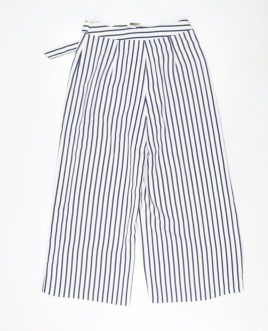 Topshop Women's Blue Striped Wide-Leg Trousers