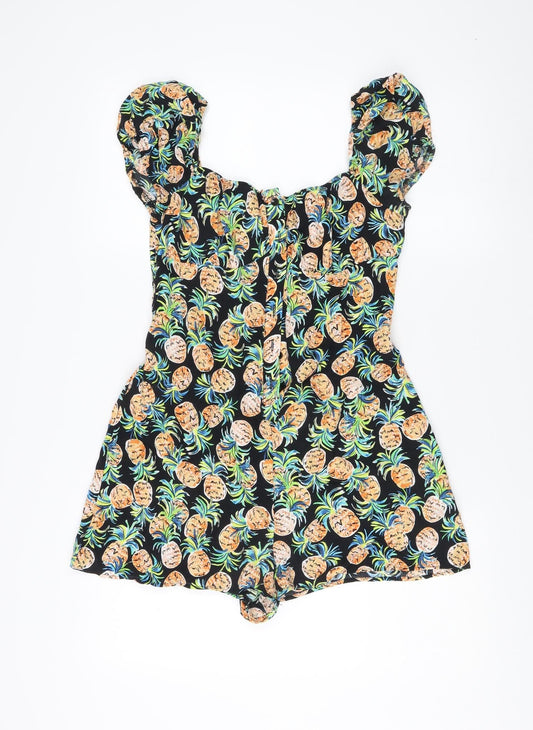 Womens UK Size 12 Bershka One-Piece Multicoloured Playsuit