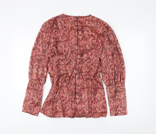 AX Paris Women's Red Geometric Blouse, Size 12