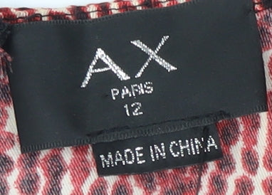 AX Paris Women's Red Geometric Blouse, Size 12