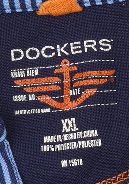 Dockers Men's Blue Striped Polo Shirt XL