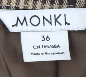 MONKI Women's Brown Check Pencil Skirt Size 8