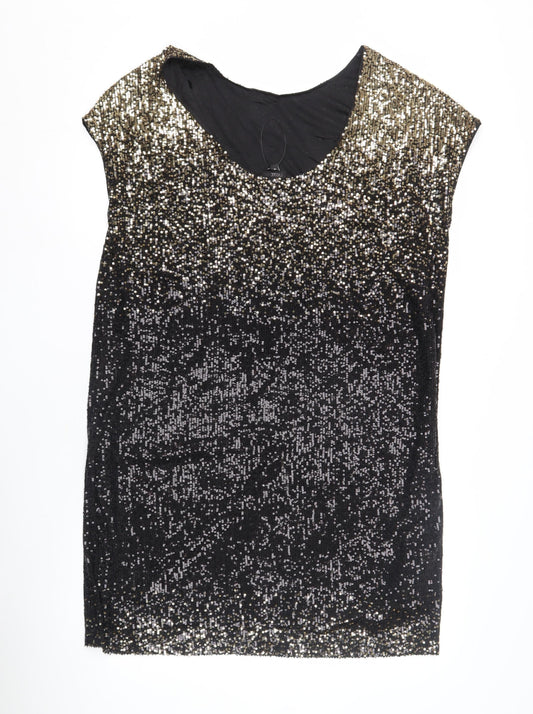 Next Women's Black Sequin Sleeveless Dress - Size 14