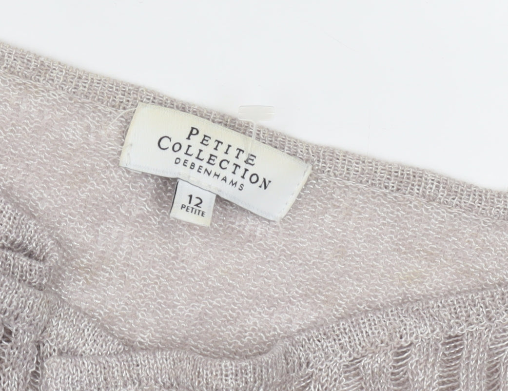 Womens UK Size 12 Debenhams Beige Cardigan Jumper