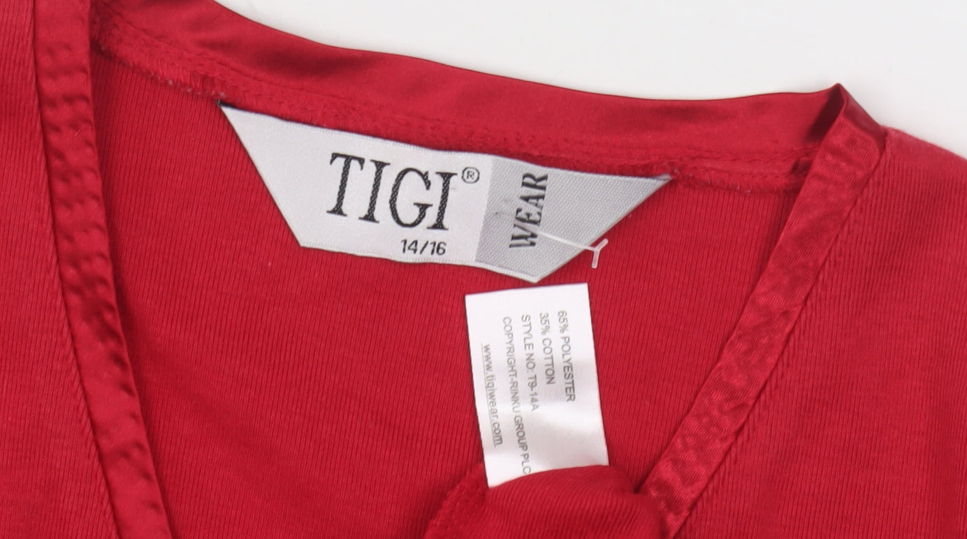 Womens UK Size 14 TIGI Red Basic T-Shirt