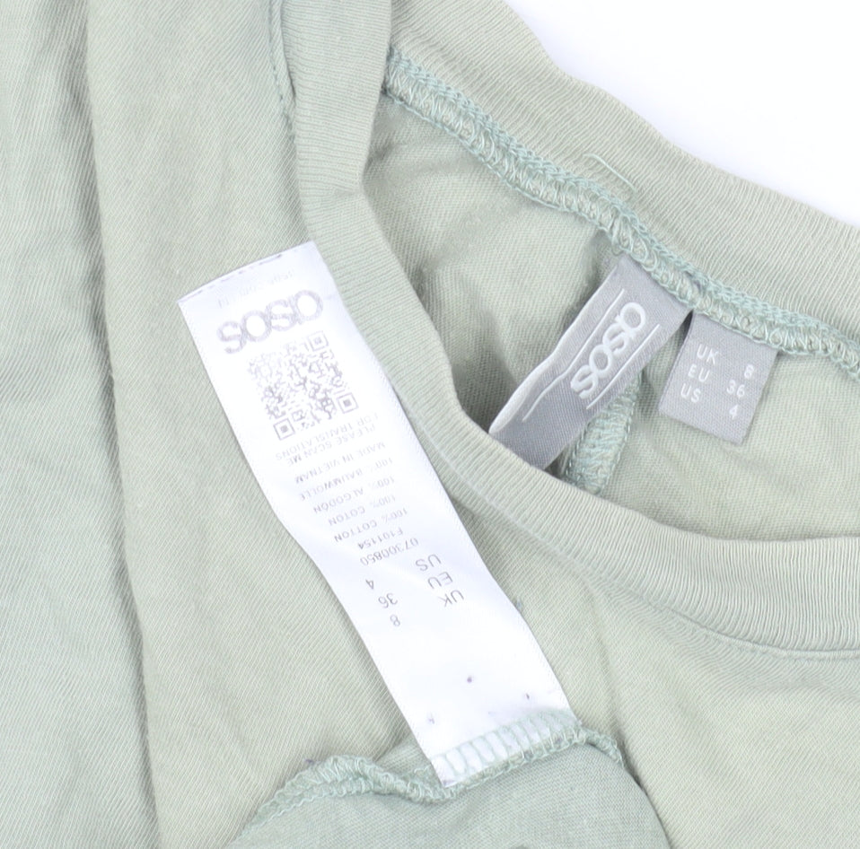 Womens UK Size 8 ASOS Green Basic T-Shirt