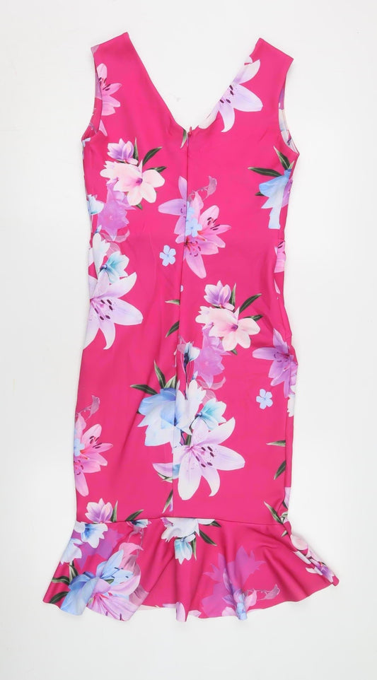 Sistaglam Women's Pink Floral Sleeveless Dress Size 10